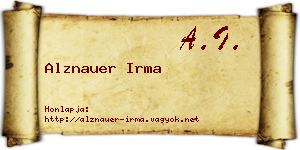 Alznauer Irma névjegykártya